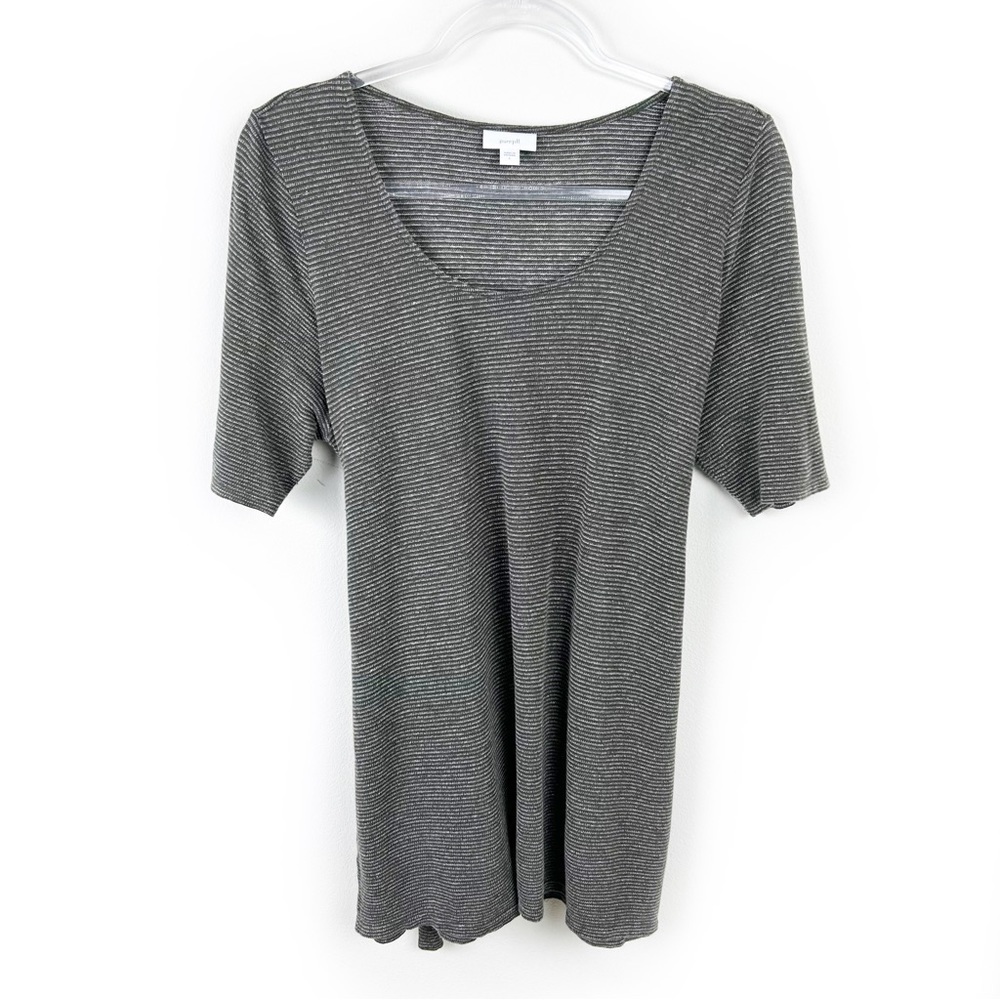 Purejill by J. Jill Taupe Linen blend tunic tie back top size: L